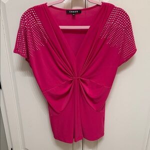 Chaus Fuchsia Blouse with Stud Accents